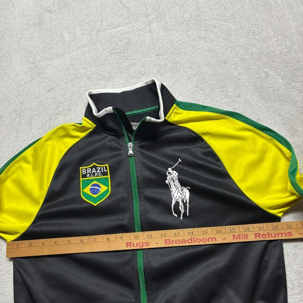 Polo Ralph Lauren Track Jacket Youth XL Full Zip Fleece Big Pony‎ Brazil Y2K